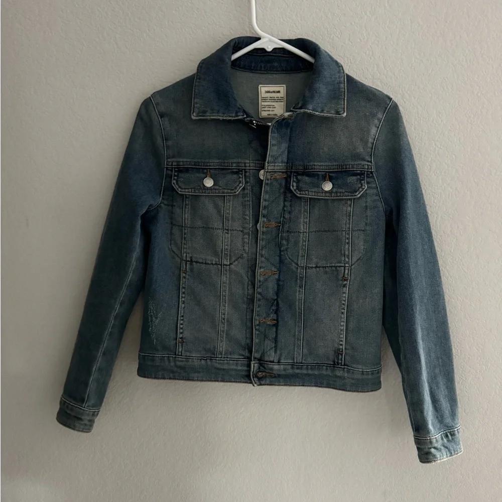 Zadig & Voltaire Light Blue Denim Jacket with Back Graphic Patch